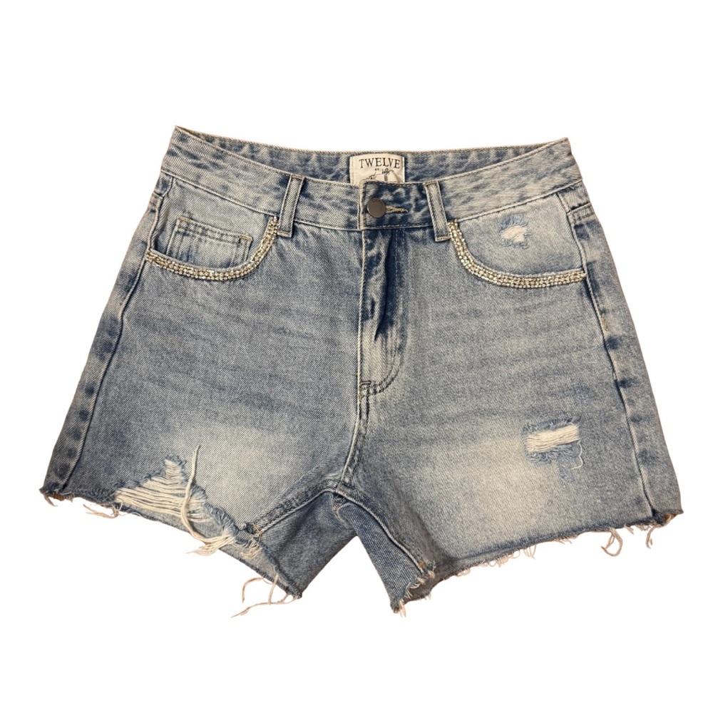Rhinestone Pocket Jean Shorts